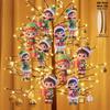 10pcs/set Christmas Wooden Pendant Take The Gift Elf Xmas Tree Hanging Ornament Perfect for Xmas Party Decor Home New Year Gifts