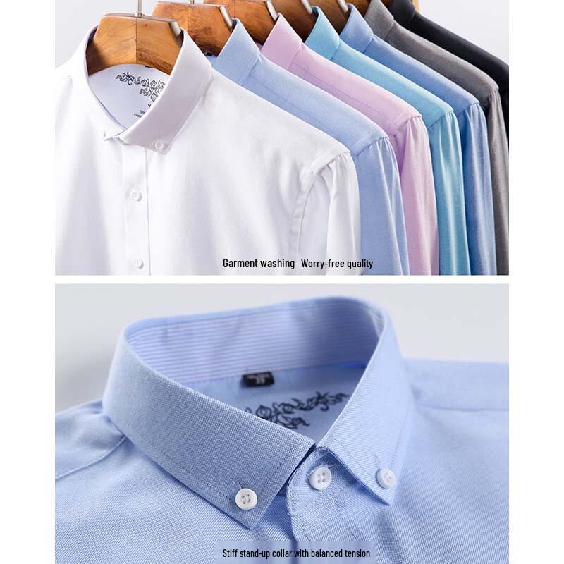 Men's Wrinkle-Free Oxford Business Casual Long Sleeve Shirt