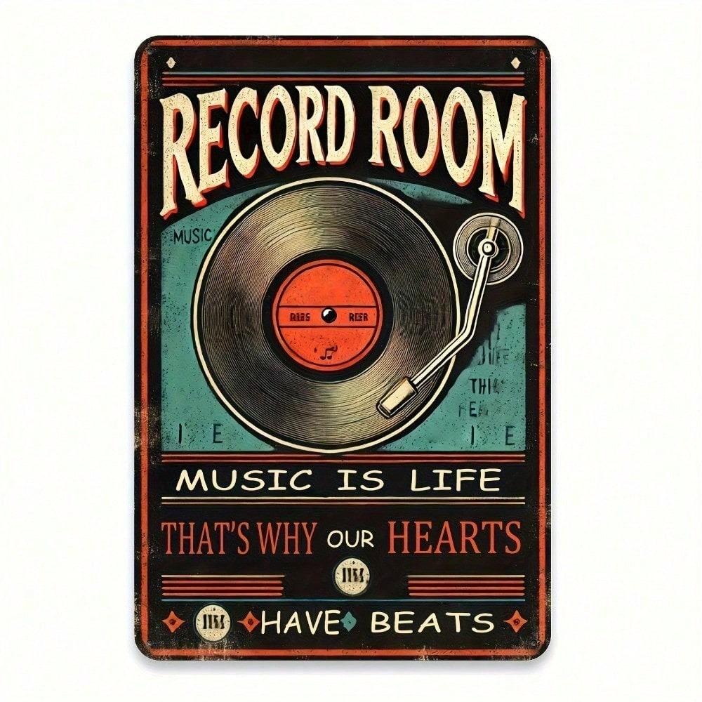 Vintage Metal Wall Sign Retro Music Record Store Decor Home Bar Cafe Garage Iron Art Hanging Plaque