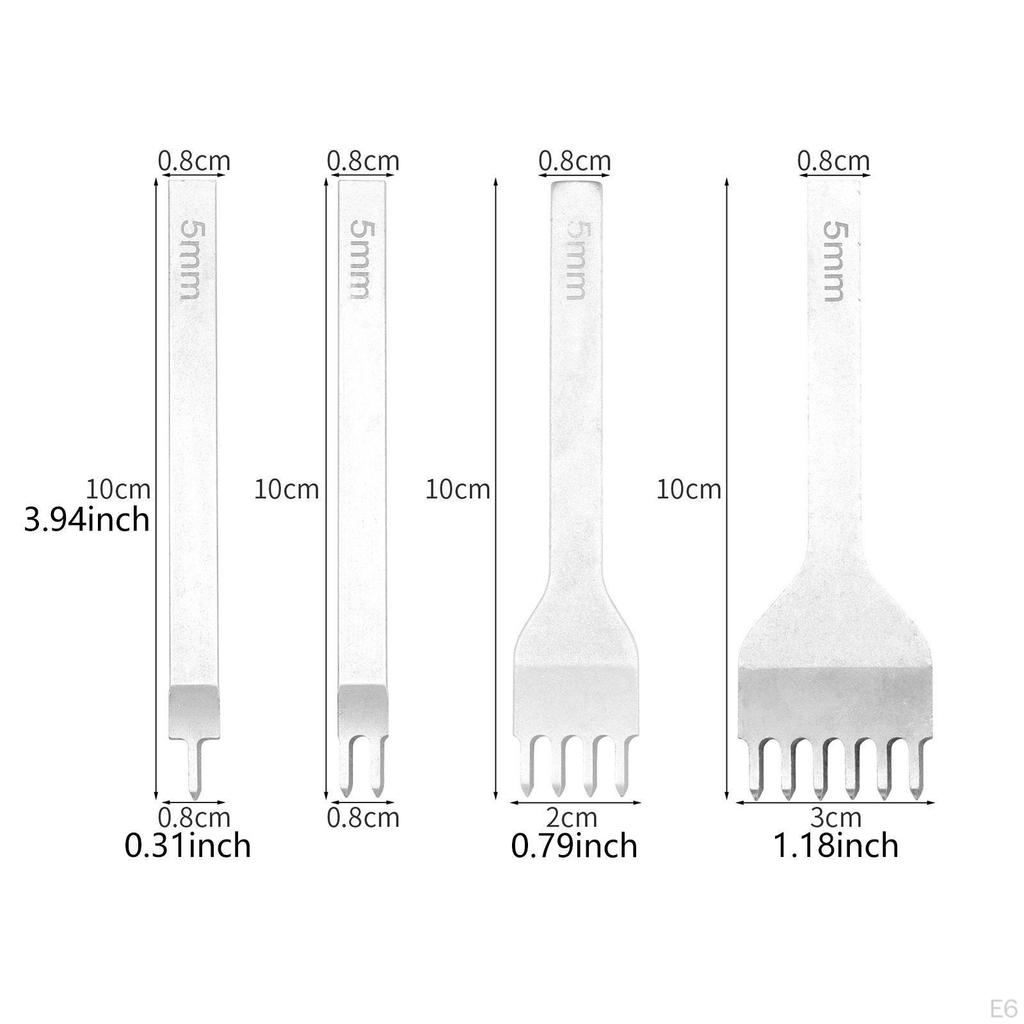 4 Pack DIY Leather Hole Punch Tools for Crafting Belts