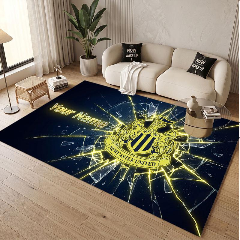 Custom Rug Newcastle United FC Pattern Print Name Text Soft Non‑Slip Floor Carpet for Home Indoor Decoration