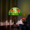 Handmade Parrot Motif Green Table Lamp Vintage Colored Glass Shade Christmas Gift Idea Decorative Lighting