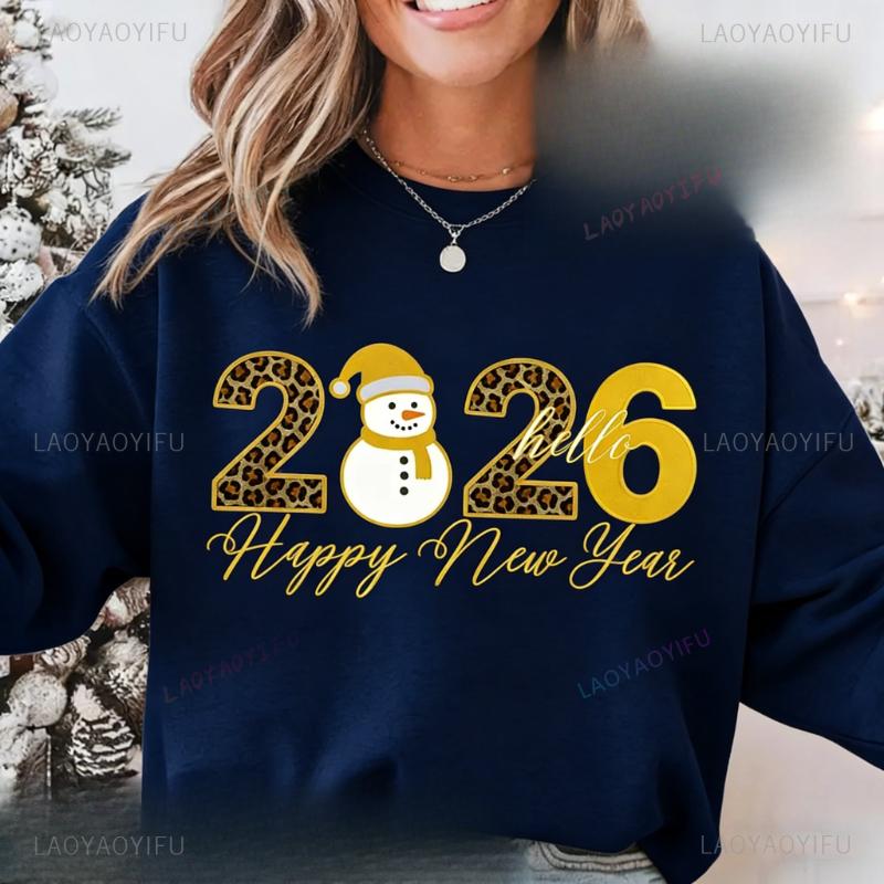 Happy New Year 2026 Cheers Design for T-shirts Digital Download Autumn and Winter Thermal Hoodie Long Sleeve Adult Pullover