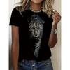 Casual Women's T-Shirt Summer Round Neck Short Sleeve Leopard Pattern Print Outdoor Female T Shirts Fashion oversize Clothing