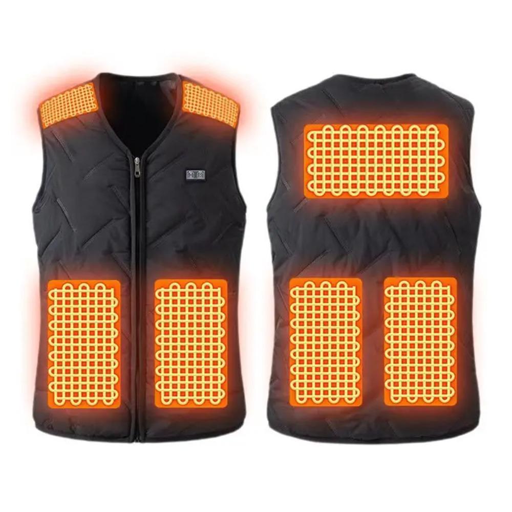 Smart Temperature Control 5 Areas Heated Cotton Vest Unisex Full Body Warmth Winter Anti-Cold USB Charging Electric Heat Coat