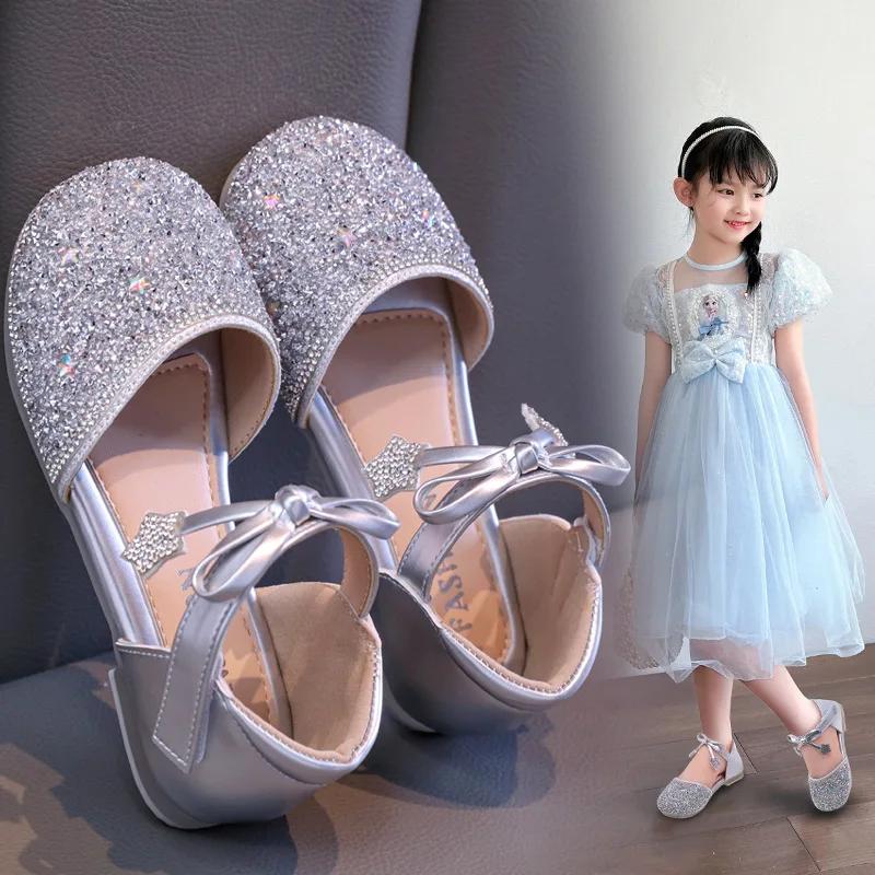 Fashion Children Leather Shoes for Girls Fashion Shiny Casual Mary Janes with Bow-knot Classic British Style School Party Kids Sandals