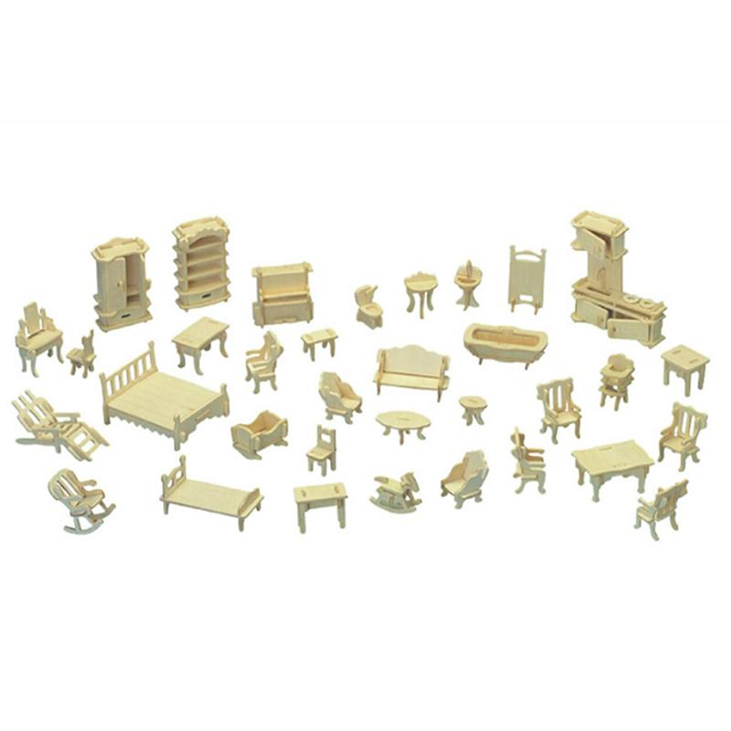 

Миниатюрная мебель Модельный набор из 34 предметов Кукольный домик Сделай сам Симуляция Домашнее украшение