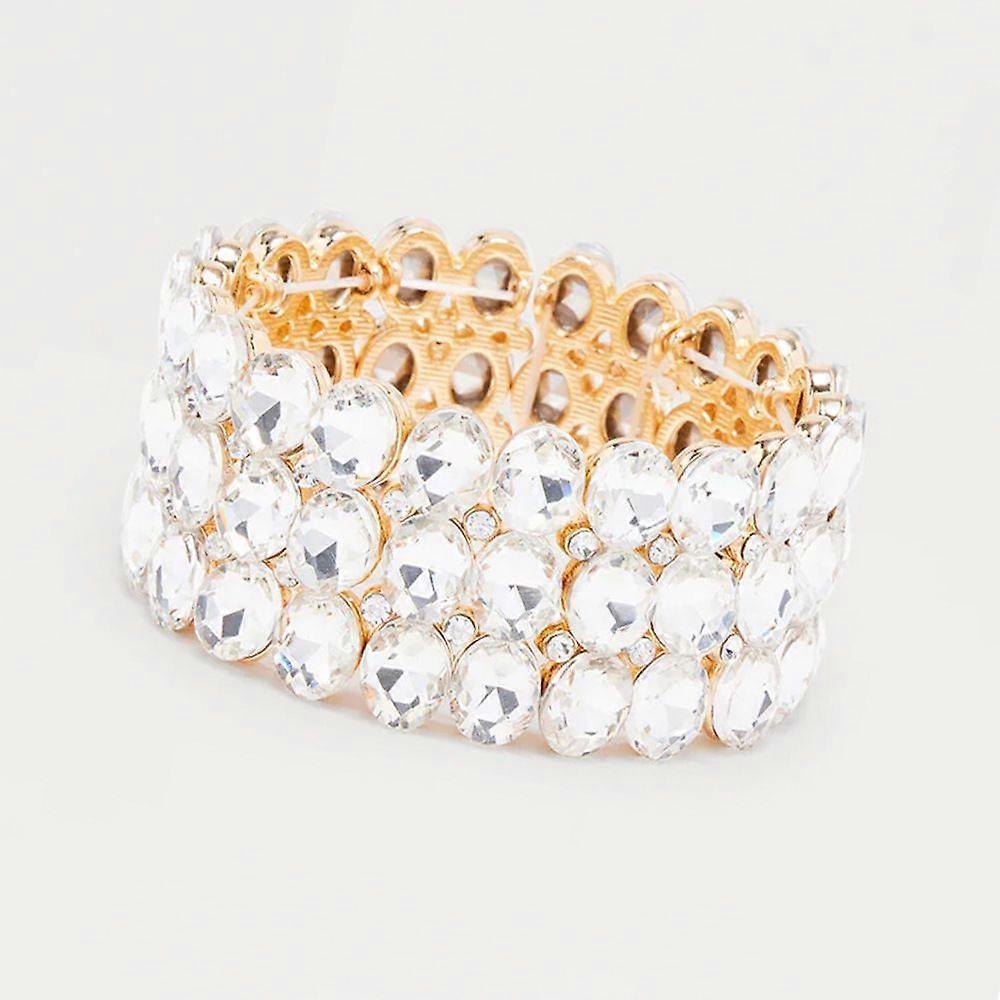 Neues rundes Armband trendiges Mode-Strassarmband verstellbarer Handschmuck Damenarmband Silber