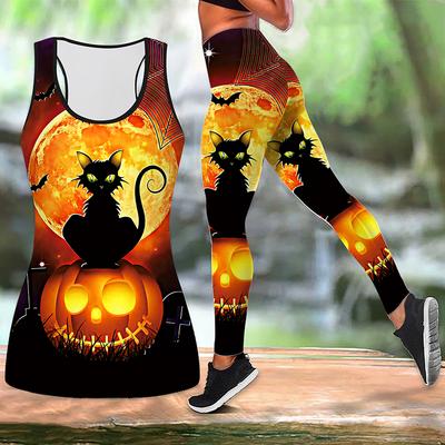 Halloween Pumpkin Print Yoga Outfit for Women Fashion Workout Leggings Fitness Sports Casual Yoga Pants
