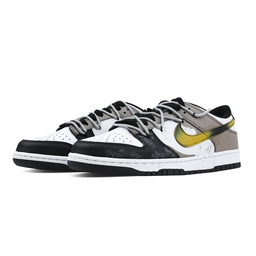 Nike Dunk Ink Splatter Tide Shoes 1 Slip Resistant Abrasion Resistant Low top Skateboard Shoes Unisex Black Brown HF5441-100(Team773-1)