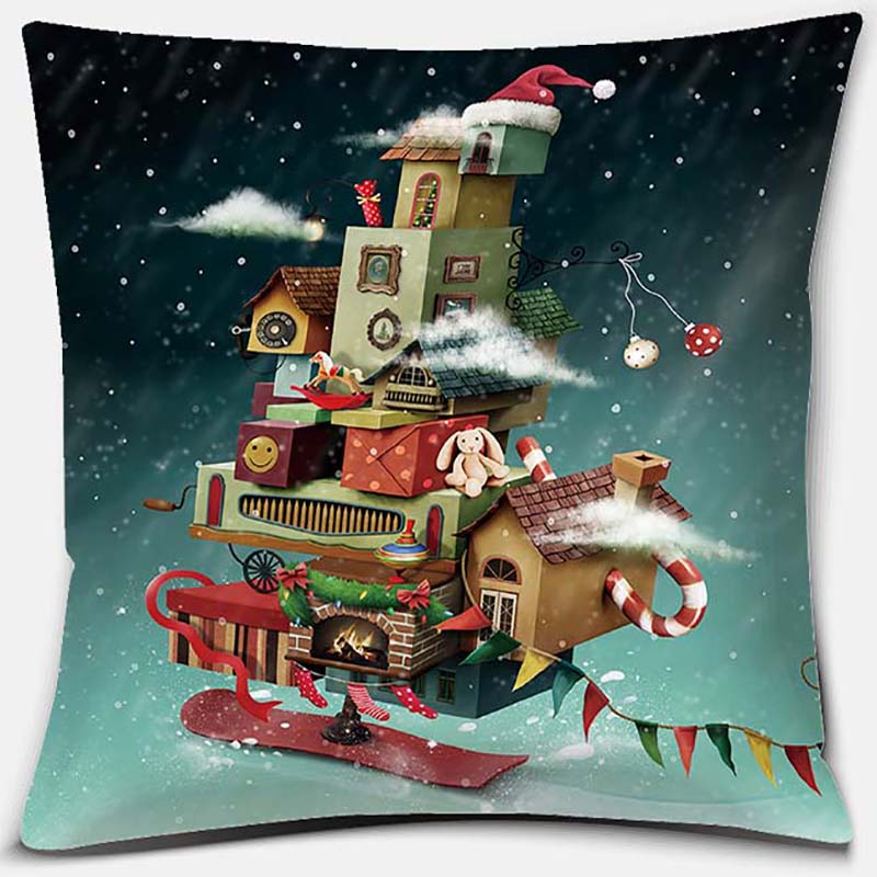 

Наволочка с узором «Снеговик Иглу» Квадратная наволочка Наволочка для украшения дома и офиса 40X40CM