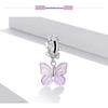 Everjoy S925 Sterling Silver Glass Butterfly Pendant & Insect Charm Bracelet