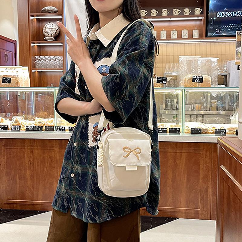 Women Bow Fashion Shoulder Bag Adjustable Strap Trendy Crossbody Bag Solid Color Daily Sports Messenger Bag Purses And Handbags