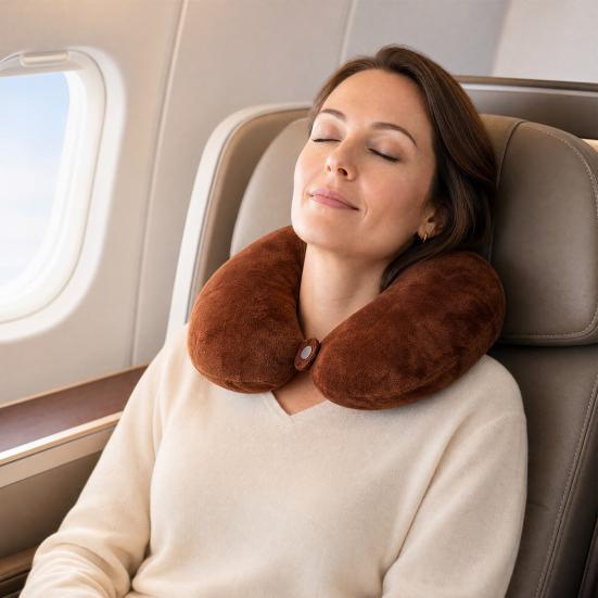 U Shaped Neck Pillow, Solid Color Travel Pillow, Breathable Neck Support Pillow, Portable Headrest for Travel Office Home Planes Trains Self-Driving