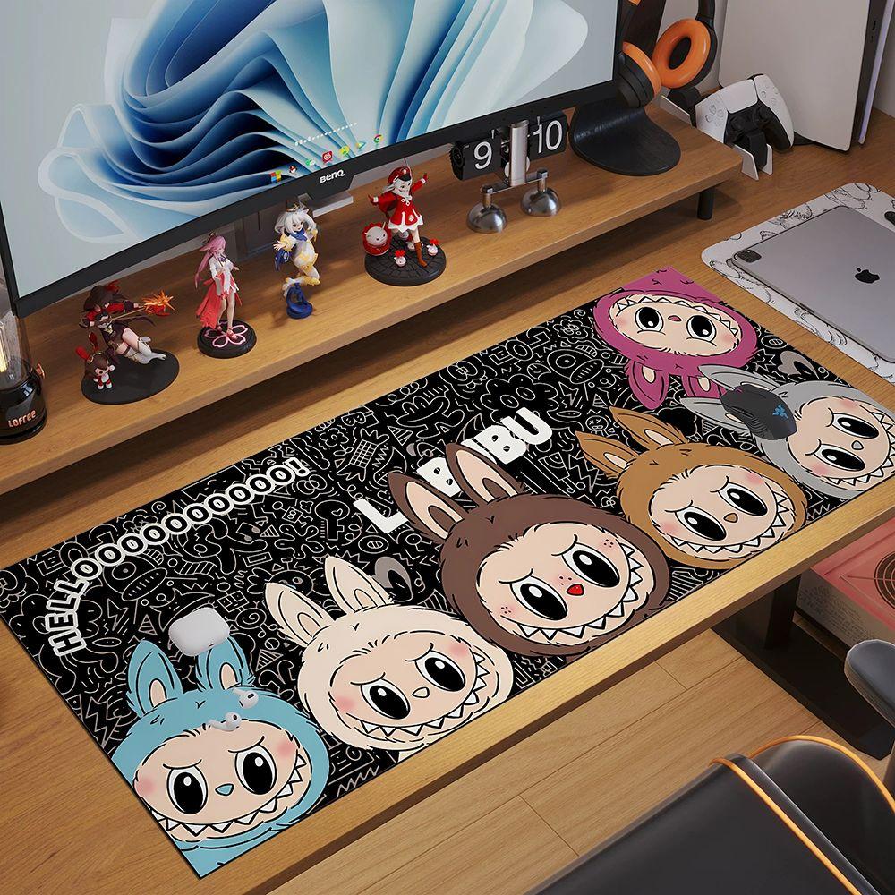 Labubu Trendiges Gaming-Mauspad, Übergroßes E-Sport-Spiel, Bürocomputer, Laptop, Rutschfeste Tastaturunterlage