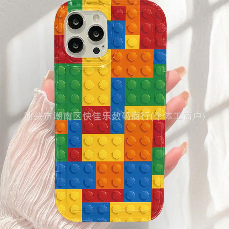 Fun Color Building Block for iPhone11/12/13/14/15/16/17 PROMAX Anti-drop Phone Case