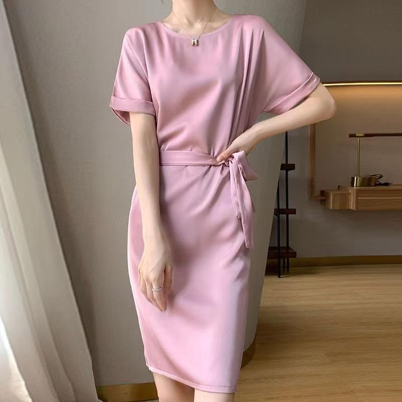 Temperament Heavy Draping Versatile Dress for Women, Summer French High-end Light Luxury Acetate Satin Waist-hugging Midi Skirt