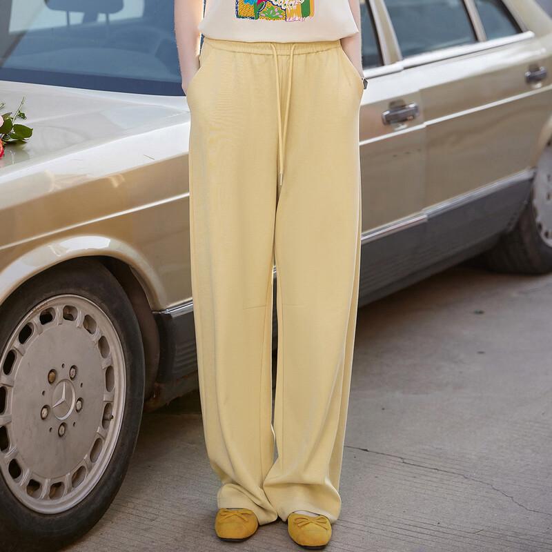 Women s High-Waist Lace-Trim Straight-Leg Casual Pants M
