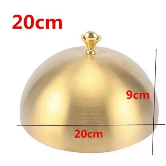 Stainless Steel Plate Cover Round Gold Steak Lid Western Style Food No Magnet Pan Lid Heightening Korean Barbecue BBQ Pot Cover