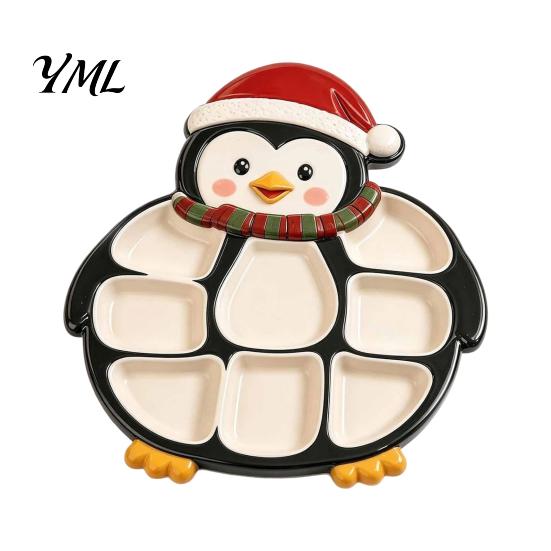 Decorative Tray for Fruit Cheese Christmas Snack Serving Tray, Divided Holiday Appetizer Platter, Cute Snowman/Tree/Penguin/Cow Shaped Table