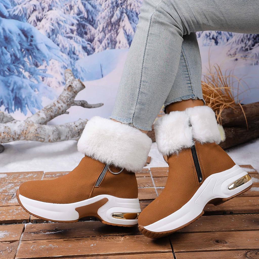 Klobige Plateau Flauschige Fell Schneestiefel Damen Winter Weich Dicke Sohle Fellige Stiefeletten Warm Lange Plüsch Damen Freizeitschuhe