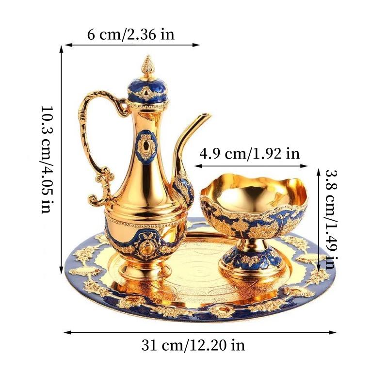 European Style Wine Set,Alloy Home Wine Pot Ice Cream Bowl Set,Exquisite Golden Wine Glass,Wine Pot Wedding Decoration,1Set