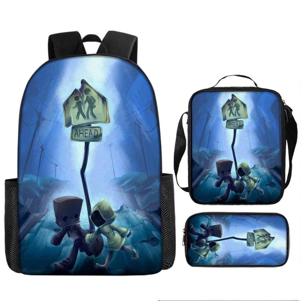 Luxury Popular Novelty Little Nightmares 3D Print 3pcs/Set pupil School Bags Laptop Daypack Backpack Lunch bag Pencil Case