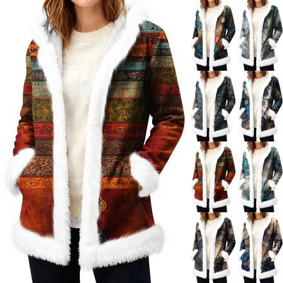 Women's Casual Fleece Hooded Cardigan With Pockets Warm Outerwear