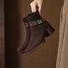 Krazing Pot Cow Suede Nubuck Round Toe Chunky Heels Chelsea Boots Size 43 Zipper Metal Flowers Women Platform Ankle Boots