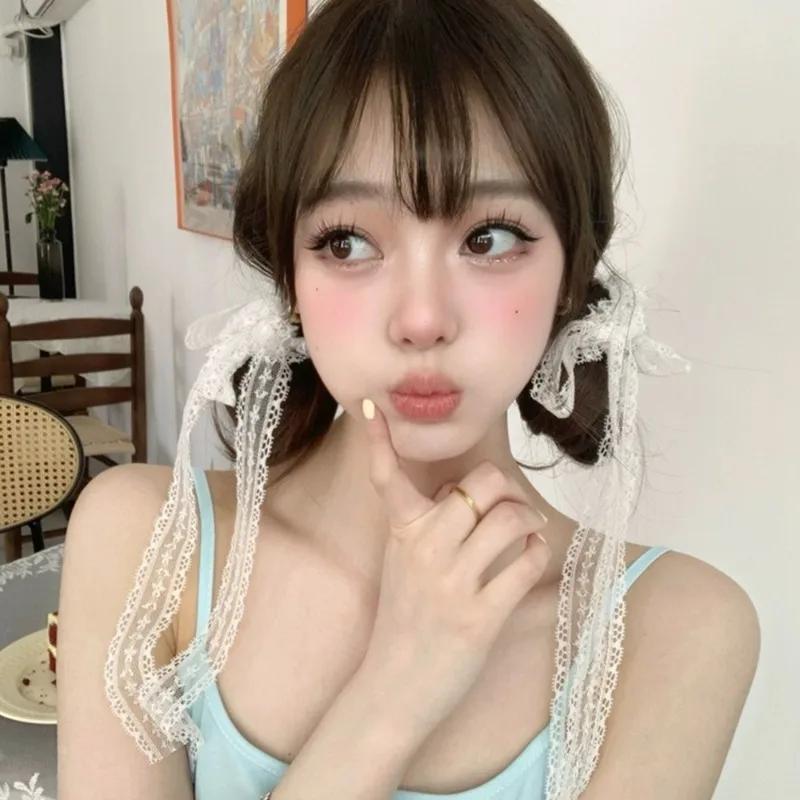 1/4Pcs Ribbon Lace Bow Hair Rope Girls French Lace Ballet Style Sweet Ponytail Holder Hair Scrunchies Elastic Hair Ring Headwear