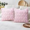 Valentine Day Gift Ideas Plush Throw Pillow Cover, Heart Embroidery Cushion Case with 3D Bowknot Jacquard, Square Covers for Couch Soft Fluffy
