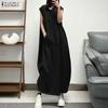 ZANZEA Women Summer Casual Short Sleeve Hoodies Long Dress