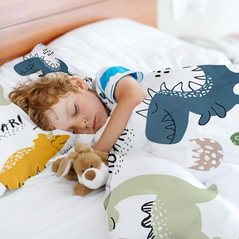 Dinosaurier Cartoon Druck Quilt Set Dreiteilig Digitaldruck Heimtextil-Set Heimtextil