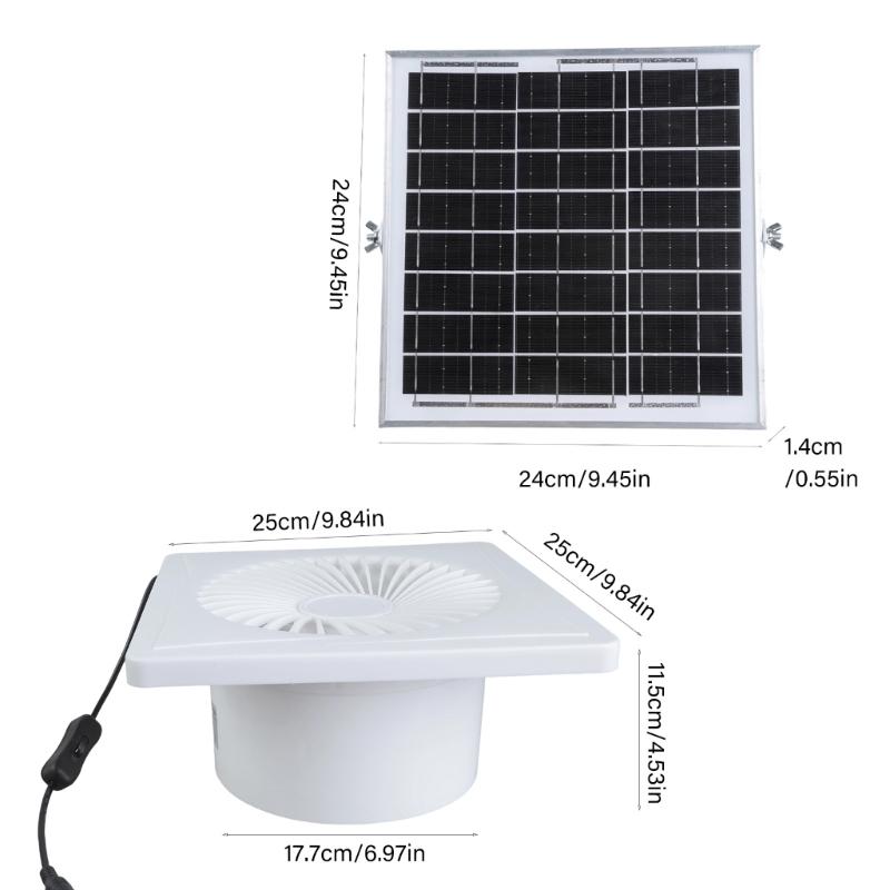 Solar Ventilation Fan 8W Panel Outdoor Shed Window Air Distribution Blower