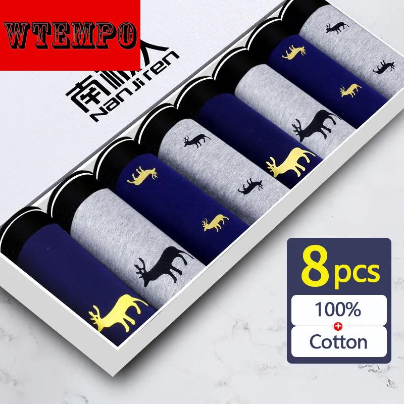 WTEMPO Cotton Men's Underwear 8PCS Breathable Sweat-absorbent Boxer Shorts Boxer Shorts