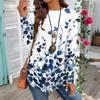 Women's Casual Plus SizeLong Sleeved Round Neck Vintage Ethnic Printing T-shirt Top Pullover
