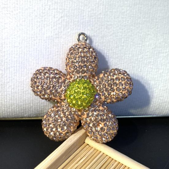 Keychain Pendant Small Flowers Shiny Rhinestone Sunflower Charm Key Chain Decorative Backpack Bag Accessories