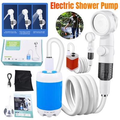 Outdoor Camping Duschpumpe 4000mAh Wiederaufladbarer Duschkopf Sprüher Tragbares Elektrisches Duschpumpen-Set für Reise Camping Wandern