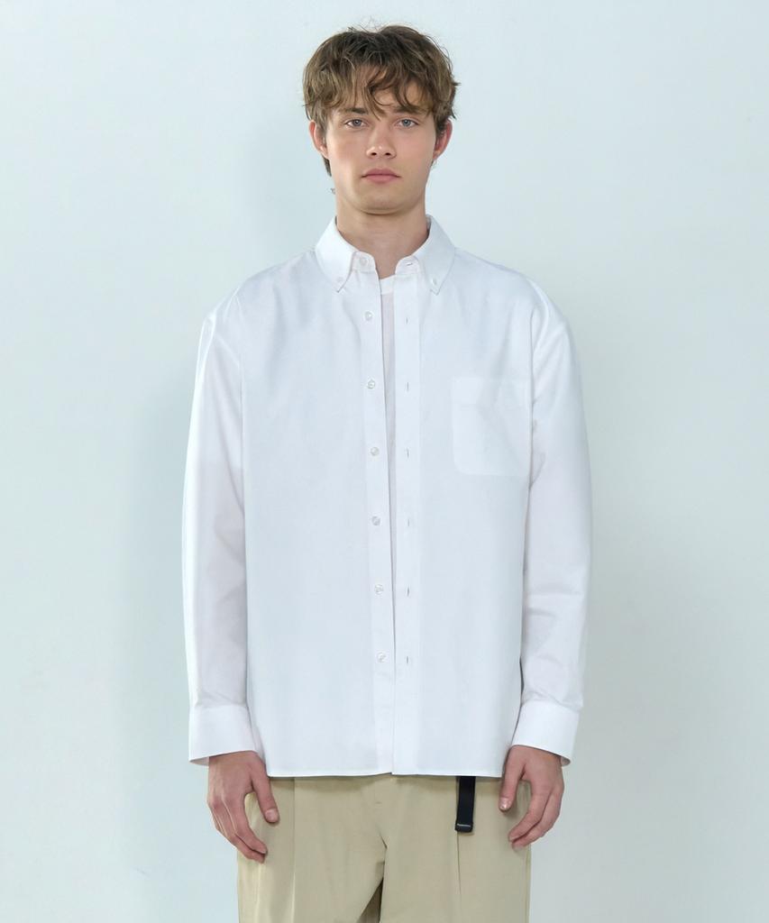 BASIC HOUSE Oxford Semi-Overfit Long Sleeve Shirt White Lzws0103