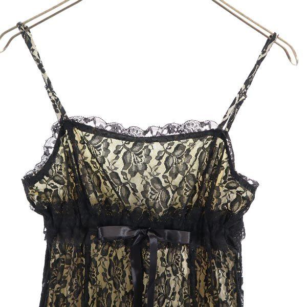 unused GRAND TABLE Floral race Cami one piece M Black Back zip Women Used
