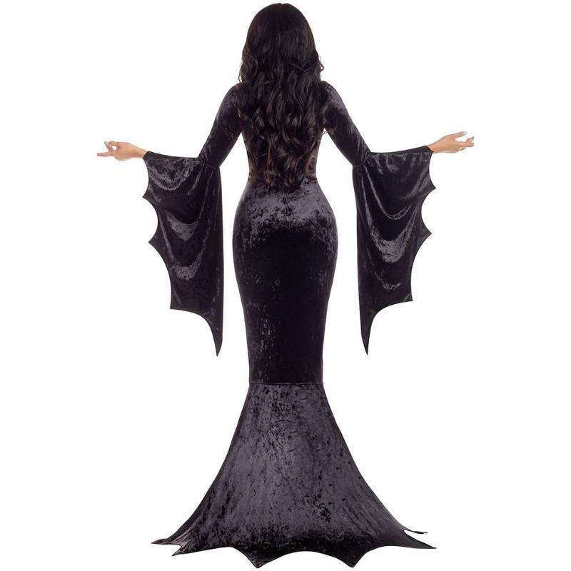 Gothic Vampire Witch Ghost Bride Long Dress Costume,Adult Halloween Cosplay Role Play Outfit,Masquerade Ball Stage Show Gown
