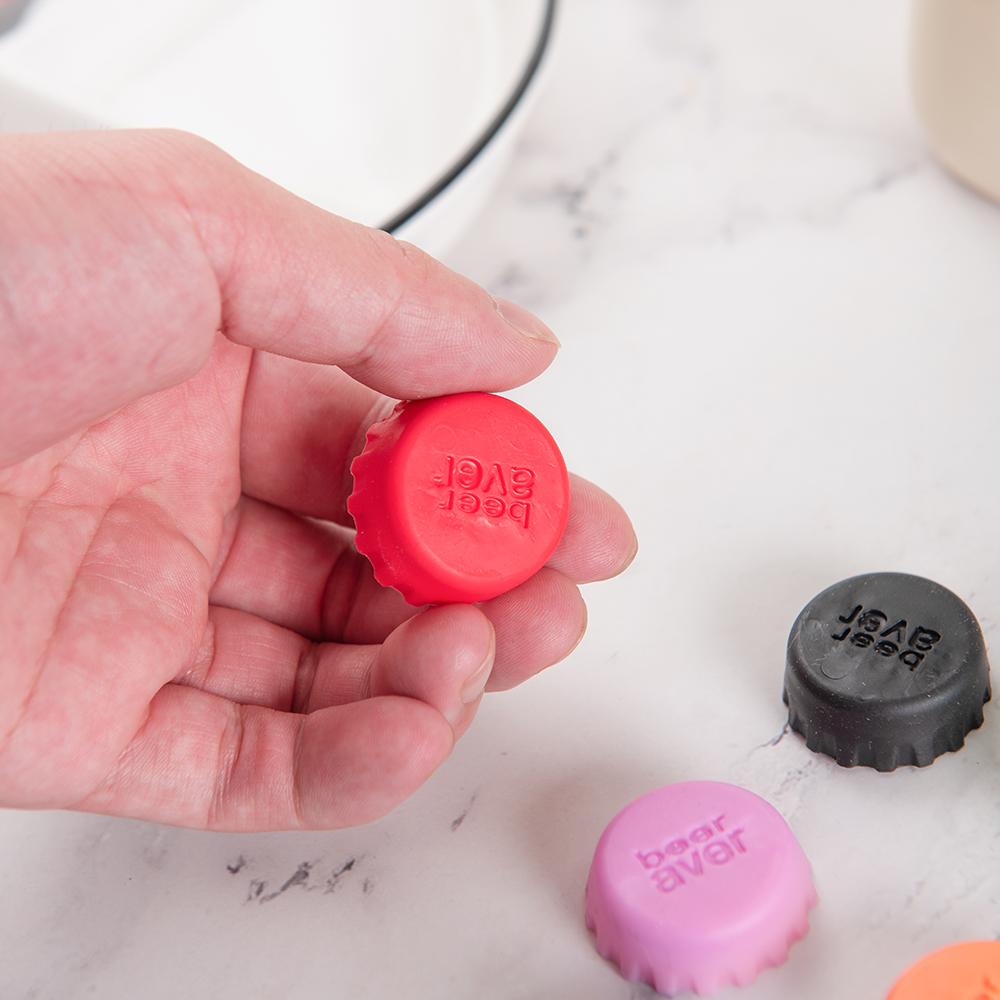 6 PCS Silicone Bottle Cap Color Round Soft Glue Plug Keeps Fresh Vacuum Sealing Champagne Bottle Creative Kitchen Tool Bar Tool
