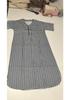 Men's Thin Striped V-Neck Button-Down Short-Sleeve Sleep Dress