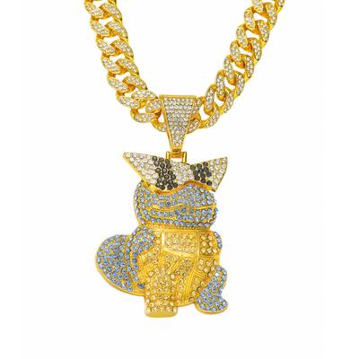Three-dimensional Cartoon Turtle Cuban Chain, European and American Hip-hop Style Personalized Necklace Pendant