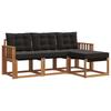 Outdoor Sofa Set with Cushions 4 Pcs Natural and Black
