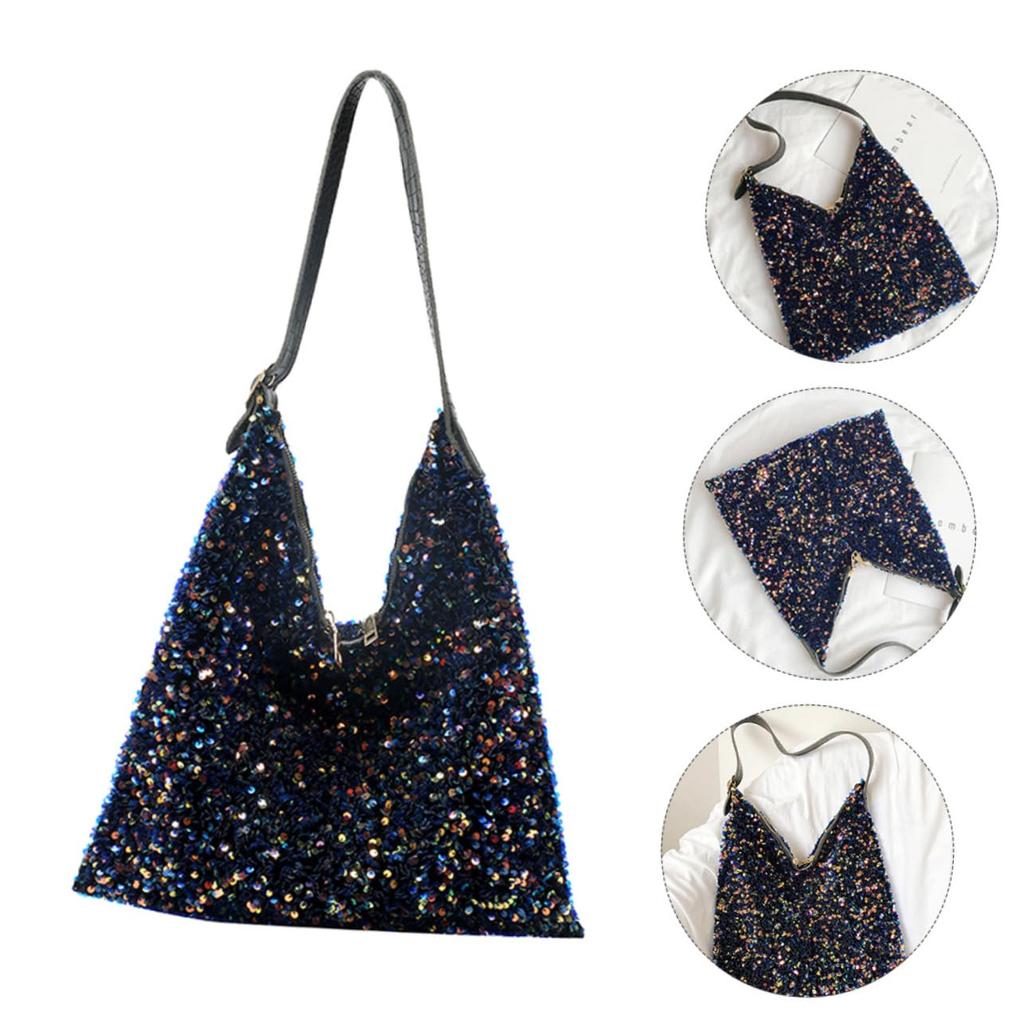 OFFSCH Shoulder Messenger Bag Sequin Shoulder Pouch Women Single Shoulder Bag Shopping Bag Pouch Women Satchel Bag Sequin Shopping Bag Women Spa