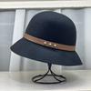 Hat women's autumn and winter fashion versatile autumn and winter wool hat wavy edge wool bucket hat winter British bowler hat