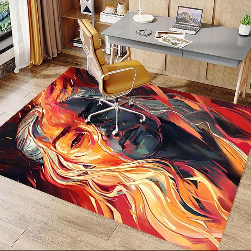 1 Stück Feuer und Blut Büro Teppich Stuhlmatten, Heimdekor Matte Fantasy Thema Matte Langlebige Matte, Drachen Dekor, Geeignet für Fantasy-Themen-Liebhaber