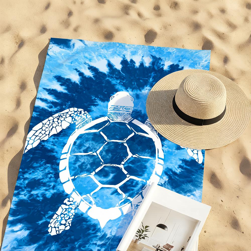 Line Ocean Art Style Turtle Towel Soft Pool Gift For Travel Gym Shower Camping Quick Dry Sports Large Beach Towels