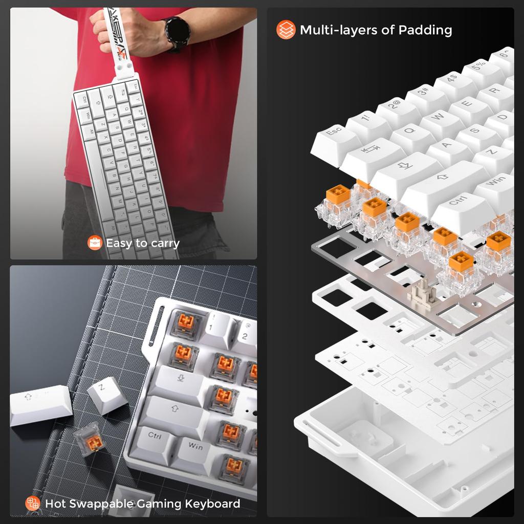 DAREU EK60HE Gaming Keyboard with Rapid 8000Hz Polling Magnetic SOCD English 0.01mm Trigger, Rate, Hot-Swap Switches, Compatible, Tenkeyless, 60%